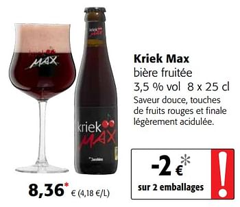 Promotions Kriek max bière fruitée - Produit maison - Colruyt - Valide de 24/04/2019 à 07/05/2019 chez Colruyt