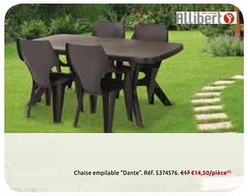 Promotions Chaise empilable dante - Allibert - Valide de 02/05/2019 à 13/05/2019 chez Brico