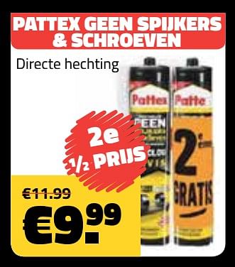Promotions Pattex geen spijkers + schroeven - Pattex - Valide de 01/05/2019 à 31/05/2019 chez Bouwcenter Frans Vlaeminck