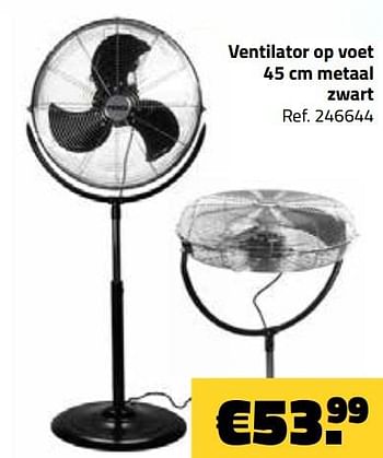 Promotions Ventilatoren ventilator op voet 45 cm metaal zwart - Produit maison - Bouwcenter Frans Vlaeminck - Valide de 01/05/2019 à 31/05/2019 chez Bouwcenter Frans Vlaeminck
