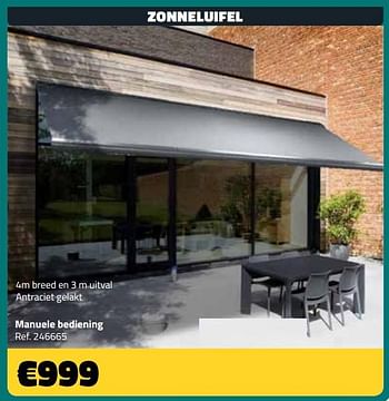 Promoties Zonneluifel manuele bediening - Huismerk - Bouwcenter Frans Vlaeminck - Geldig van 01/05/2019 tot 31/05/2019 bij Bouwcenter Frans Vlaeminck