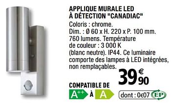 Promotion Brico Depot Applique Murale Led A Detection Canadiac Produit Maison Brico Depot Eclairage Valide Jusqua 4 Promobutler