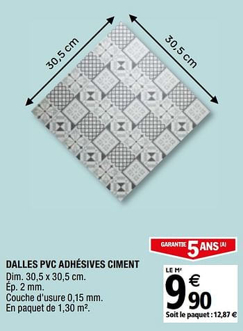 Promotions Dalles pvc adhésives ciment - Produit Maison - Brico Depot - Valide de 01/04/2019 à 31/12/2019 chez Brico Depot