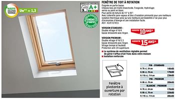 Promoties Fenêtre de toit à rotation pin - standard - Huismerk - Brico Depot - Geldig van 01/04/2019 tot 31/12/2019 bij Brico Depot