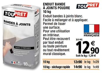 Promotions Enduit bande à joints poudre - TouPret - Valide de 01/04/2019 à 31/12/2019 chez Brico Depot