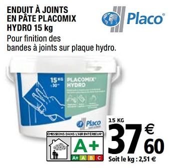 Promotions Enduit à joints en pâte placomix hydro - Placo - Valide de 01/04/2019 à 31/12/2019 chez Brico Depot