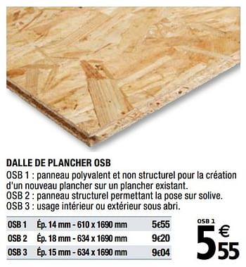 Promotions Dalle de plancher osb - Produit Maison - Brico Depot - Valide de 01/04/2019 à 31/12/2019 chez Brico Depot