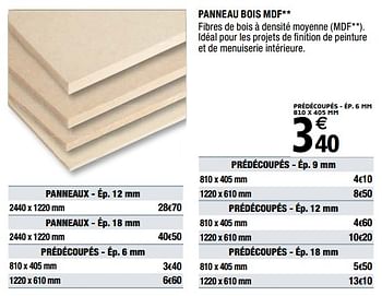 Promotions Panneau bois mdf - Produit Maison - Brico Depot - Valide de 01/04/2019 à 31/12/2019 chez Brico Depot