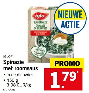 Iglo Spinazie Met Roomsaus Promotie Bij Lidl