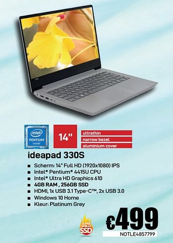 Promoties Lenovo ideapad 330s - Lenovo - Geldig van 08/04/2019 tot 07/05/2019 bij Compudeals