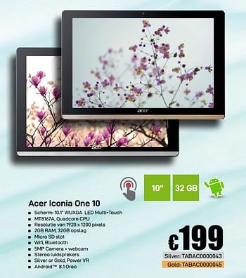 Promotions Acer iconia one 10 - Acer - Valide de 08/04/2019 à 07/05/2019 chez Compudeals