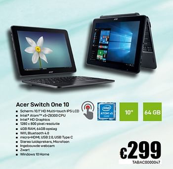 Promotions Acer switch one 10 - Acer - Valide de 08/04/2019 à 07/05/2019 chez Compudeals