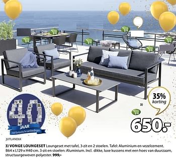 Promotions Vonge loungeset loungeset met tafel, 3-zit en 2 stoelen - Jutlandia - Valide de 29/04/2019 à 12/05/2019 chez Jysk