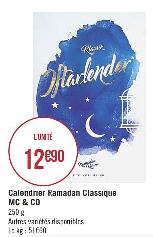 Promotions Calendrier ramadan classique mc + co - MC & Co - Valide de 30/04/2019 à 26/05/2019 chez Géant Casino