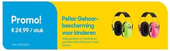 Promotions Gehoorbescherming voor kinderen - Peltor - Valide de 30/04/2019 à 02/07/2019 chez Ava