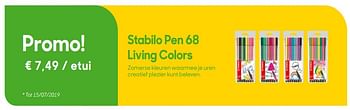 Promoties Pen 68 living colors - Stabilo - Geldig van 30/04/2019 tot 02/07/2019 bij Ava