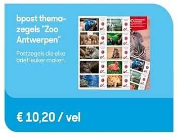 Promoties Themazegels zoo antwerpen - bpost - Geldig van 30/04/2019 tot 02/07/2019 bij Ava