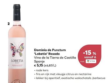 Promoties Dominio de punctum lobetia rosado vino de la tierra de castilla spanje - Rosé wijnen - Geldig van 01/05/2019 tot 04/06/2019 bij Bioplanet