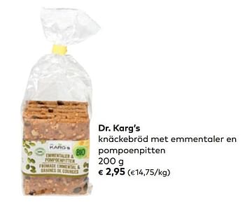 Promoties Dr. karg`s knäckebröd met emmentaler en pompoenpitten - Dr. Karg - Geldig van 01/05/2019 tot 04/06/2019 bij Bioplanet