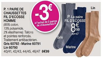 Promotions Paire de chaussettes fil d`ecosse homme - Produit Maison - Damart - Valide de 01/05/2019 à 31/05/2019 chez Damart