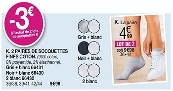 Promotions Paires de socquettes fines coton - Produit Maison - Damart - Valide de 01/05/2019 à 31/05/2019 chez Damart