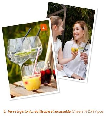 Promoties Verre à gin tonic, réutilisable et incassable - Huismerk - Ava - Geldig van 30/04/2019 tot 02/07/2019 bij Ava