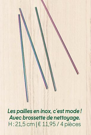 Promoties Les pailles en inox, c`est mode ! avec brossette de nettoyage - Huismerk - Ava - Geldig van 30/04/2019 tot 02/07/2019 bij Ava
