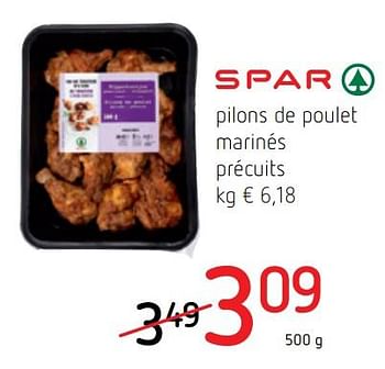 Promotions Pilons de poulet marinés précuits - Spar - Valide de 09/05/2019 à 22/05/2019 chez Spar (Colruytgroup)