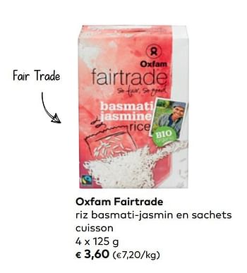 Promotions Oxfam fairtrade riz basmati-jasmin en sachets cuisson - Oxfam Fairtrade - Valide de 01/05/2019 à 04/06/2019 chez Bioplanet