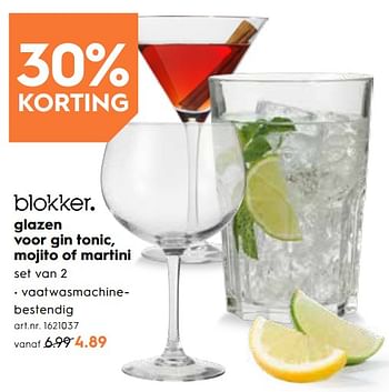 Promoties Glazen voor gin tonic, mojito of martini - Huismerk - Blokker - Geldig van 02/05/2019 tot 14/05/2019 bij Blokker