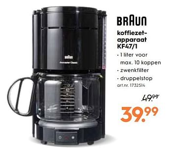 Promoties Braun koffiezetapparaat kf47-1 - Braun - Geldig van 02/05/2019 tot 14/05/2019 bij Blokker
