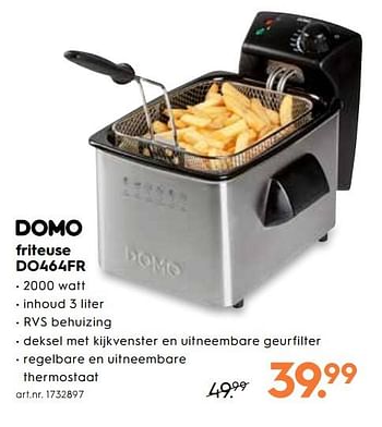 Promoties Domo friteuse do464fr - Domo elektro - Geldig van 02/05/2019 tot 14/05/2019 bij Blokker