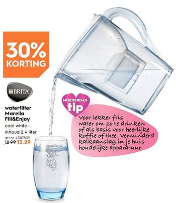Promoties Waterfilter marella fill+enjoy - Brita - Geldig van 02/05/2019 tot 14/05/2019 bij Blokker