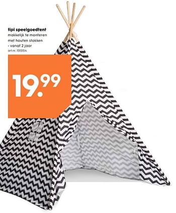 Promoties Tipi speelgoedtent - Huismerk - Blokker - Geldig van 02/05/2019 tot 14/05/2019 bij Blokker