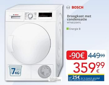Promotions Bosch droogkast met condensatie wtn8320kfg - Bosch - Valide de 01/05/2019 à 31/05/2019 chez Eldi
