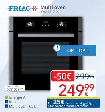 Promoties Friac multi oven iom 5217 ix - Friac - Geldig van 01/05/2019 tot 31/05/2019 bij Eldi