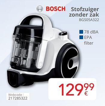 Promoties Bosch stofzuiger zonder zak bgs05a322 - Bosch - Geldig van 01/05/2019 tot 31/05/2019 bij Eldi