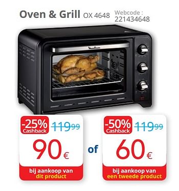 Promoties Moulinex oven + grill ox 4648 - Moulinex - Geldig van 01/05/2019 tot 31/05/2019 bij Eldi