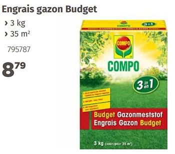 Promotions Engrais gazon budget - Compo - Valide de 08/04/2019 à 31/12/2019 chez Mr. Bricolage