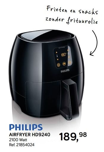 Promoties Philips airfryer xl hd9240 - Philips - Geldig van 30/04/2019 tot 28/05/2019 bij Supra Bazar