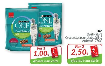 Promotions One dual nature croquettes pour chat stérilisé au boeuf - Purina - Valide de 01/05/2019 à 31/05/2019 chez Intermarche