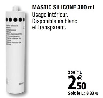 Mastic silicone 300 ML blanc - cartouche - Brico Dépôt