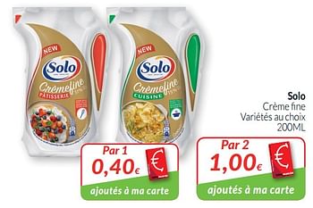 Promotions Solo crème fine - Solo - Valide de 01/05/2019 à 31/05/2019 chez Intermarche