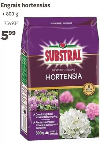 Promotions Engrais hortensias - Substral - Valide de 08/04/2019 à 31/12/2019 chez Mr. Bricolage