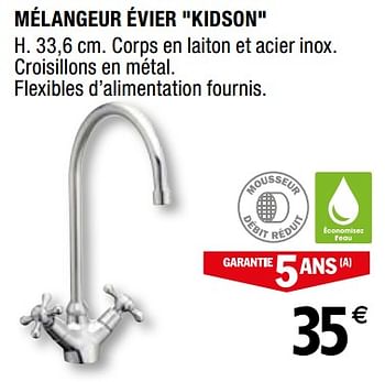 Promotions Mélangeur évier kidson - Produit Maison - Brico Depot - Valide de 01/04/2019 à 31/12/2019 chez Brico Depot