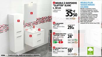 Promotions Meuble à suspendre slapton blanc - Produit Maison - Brico Depot - Valide de 01/04/2019 à 31/12/2019 chez Brico Depot