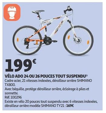 Promotions Vélo ado 24 ou 26 pouces tout suspendu - Produit Maison - Auchan Ronq - Valide de 07/05/2019 à 14/07/2019 chez Auchan Ronq