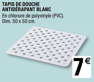 Promotions Tapis de douche antidérapant blanc - Produit Maison - Brico Depot - Valide de 01/04/2019 à 31/12/2019 chez Brico Depot
