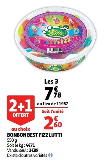 Promotions Bonbon best fizz lutti - Lutti - Valide de 07/05/2019 à 14/07/2019 chez Auchan Ronq
