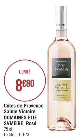 Promotions Côtes de provence sainte victoire domaines elie svmeire rosé - Vins rosé - Valide de 07/05/2019 à 19/07/2019 chez Géant Casino